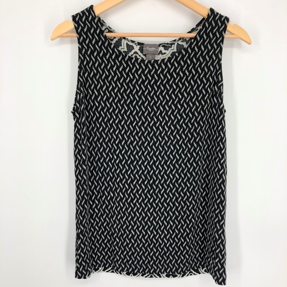 Chicos Travelers Womens Tank Top Size Medium 8 Layering Slinky Knit Black White - Picture 1 of 8